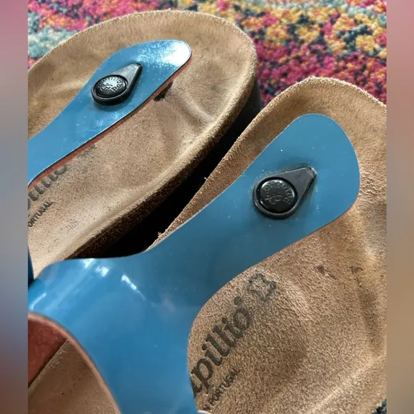 Birkenstock Papillio | Women's gentle blue Papillio Gizeh Platform Sandal, sz 8W