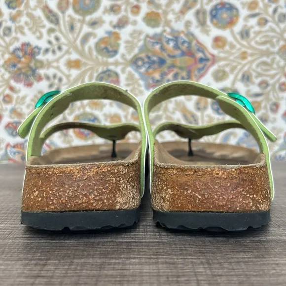 Birkenstock Papillo Green/Pink Gizeh Paisley Buckle Thong Sandals Bohemian 7