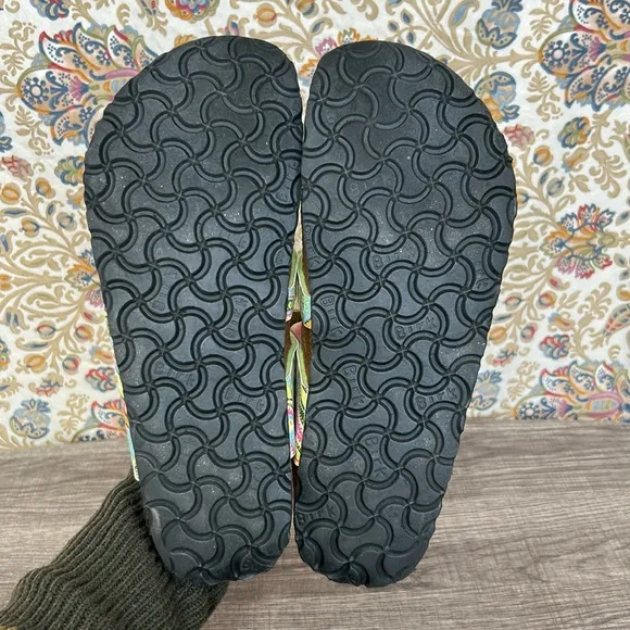 Birkenstock Papillo Green/Pink Gizeh Paisley Buckle Thong Sandals Bohemian 7