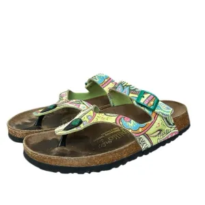 Birkenstock Papillo Green/Pink Gizeh Paisley Buckle Thong Sandals Bohemian 7
