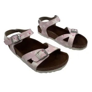 Birkenstock Pink With Stars Rio Birko-Flor Slip On Sandals Size 31 Girl’s