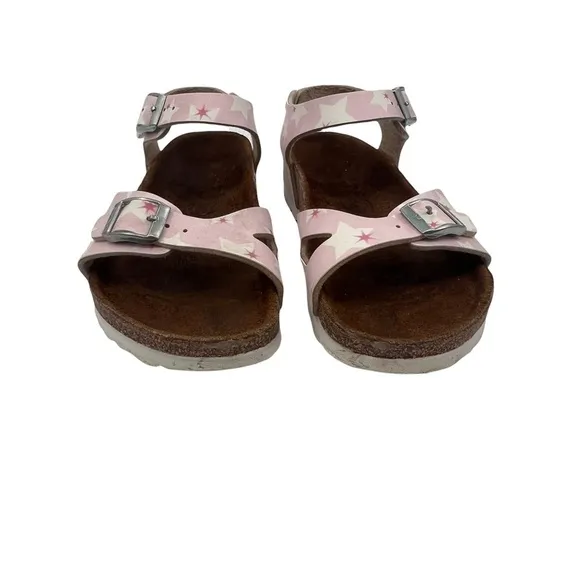 Birkenstock Pink With Stars Rio Birko-Flor Slip On Sandals Size 31 Girl’s