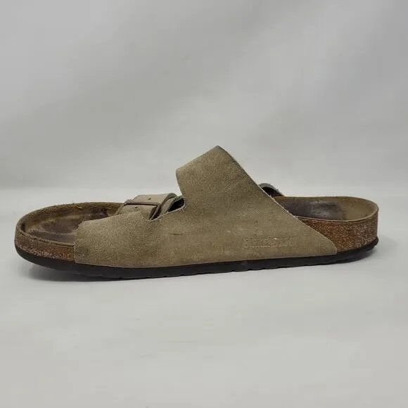 Birkenstock Sandals Mens EU42 US9 Arizona Beige Suede Slides Comfort Slip On