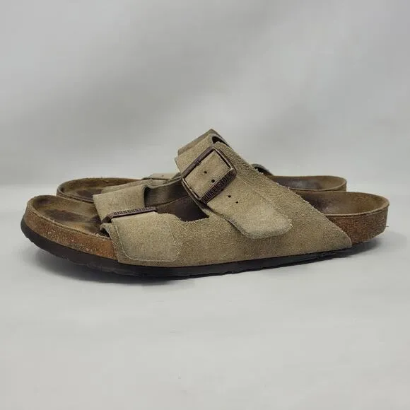 Birkenstock Sandals Mens EU42 US9 Arizona Beige Suede Slides Comfort Slip On