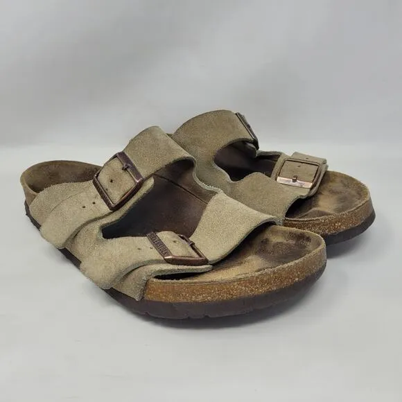 Birkenstock Sandals Mens EU42 US9 Arizona Beige Suede Slides Comfort Slip On