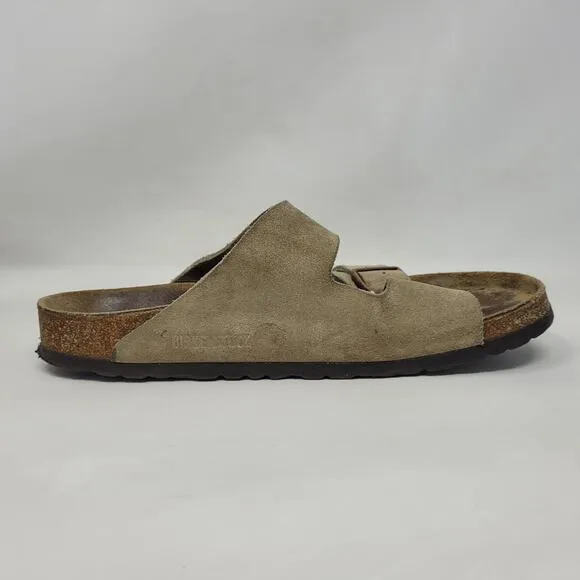 Birkenstock Sandals Mens EU42 US9 Arizona Beige Suede Slides Comfort Slip On