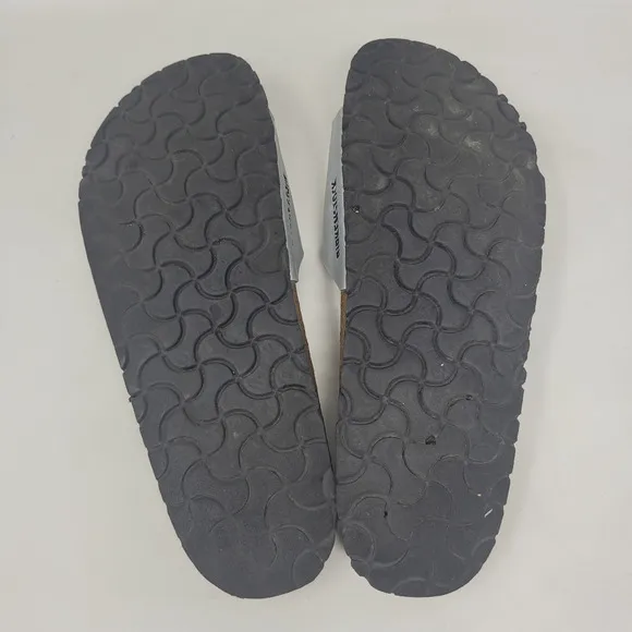 Birkenstock Sandals Metallic Silver EU39 US8.5 Madrid Birko-Flor Slip On Slides