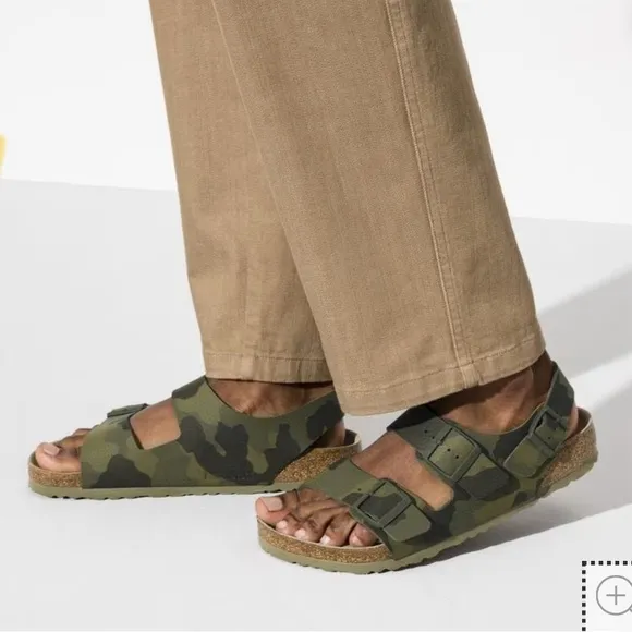 Birkenstock sandals Milano back strap sz 40 soft footbed cork camo green unisex