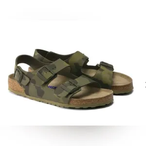 Birkenstock sandals Milano back strap sz 40 soft footbed cork camo green unisex