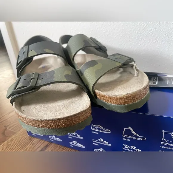 Birkenstock sandals Milano back strap sz 40 soft footbed cork camo green unisex