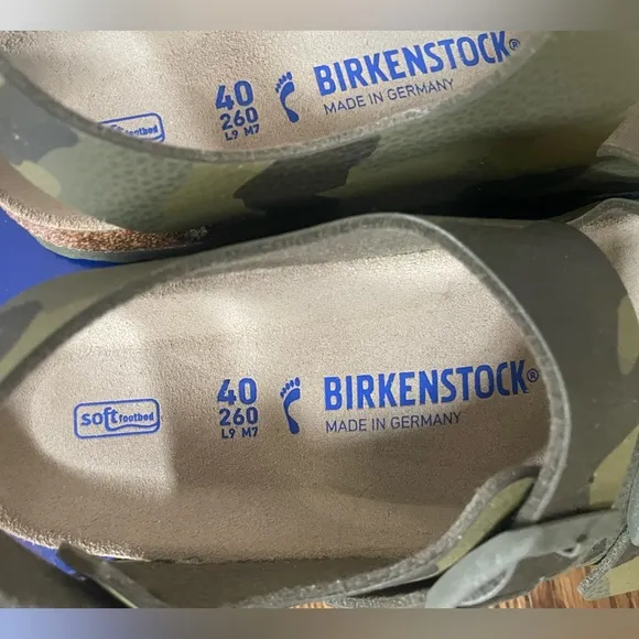 Birkenstock sandals Milano back strap sz 40 soft footbed cork camo green unisex