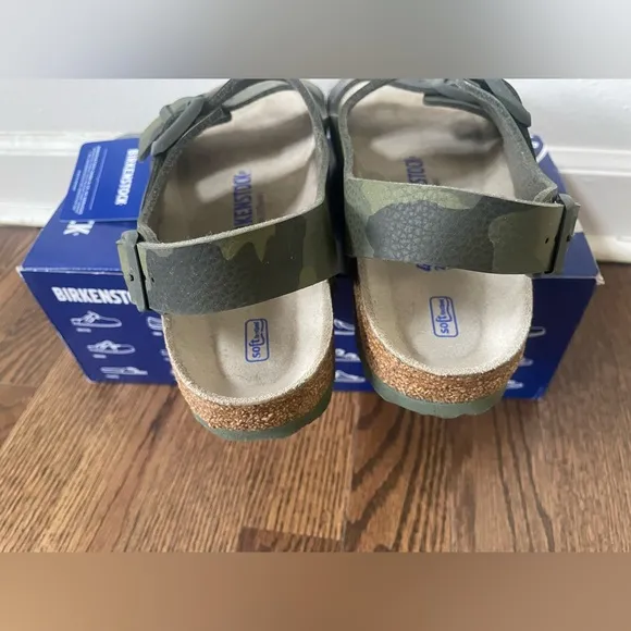 Birkenstock sandals Milano back strap sz 40 soft footbed cork camo green unisex