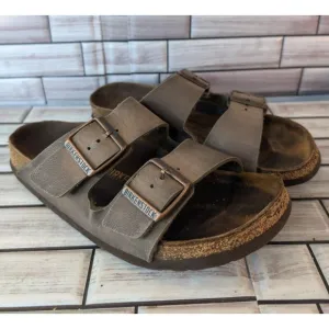 Birkenstock Sandals Womens Arizona Slides Gold Metallic 38EUR  7.5 US