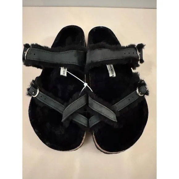 Birkenstock Shearling Fur Black Suede Mayari size 42 W11 / M9 (New)