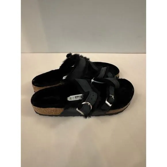 Birkenstock Shearling Fur Black Suede Mayari size 42 W11 / M9 (New)