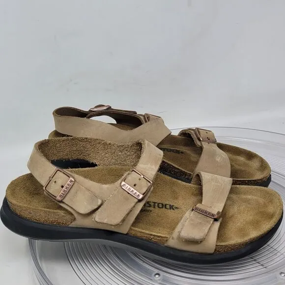 Birkenstock Sonora Tan Brown Leather Walking Summer Sandals EU39 US L 8 M6 99%
