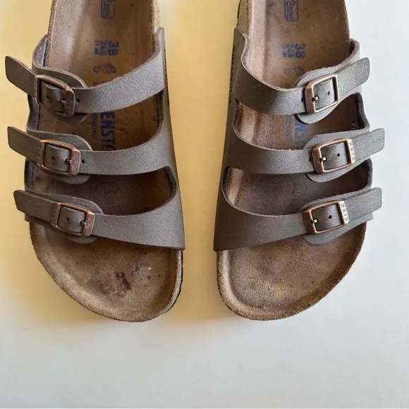 Birkenstock Tan Florida Leather Slip On Sandals