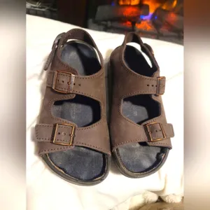 Birkenstock Tatami Brown Leather Slip On Sandals Size 7 Mens Removable Insole