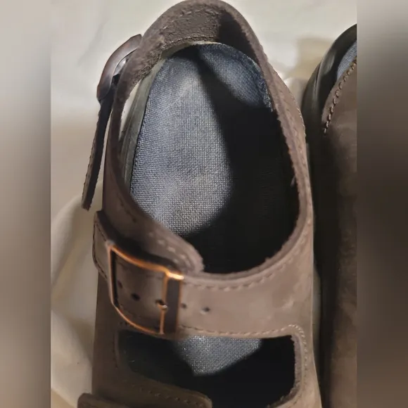 Birkenstock Tatami Brown Leather Slip On Sandals Size 7 Mens Removable Insole