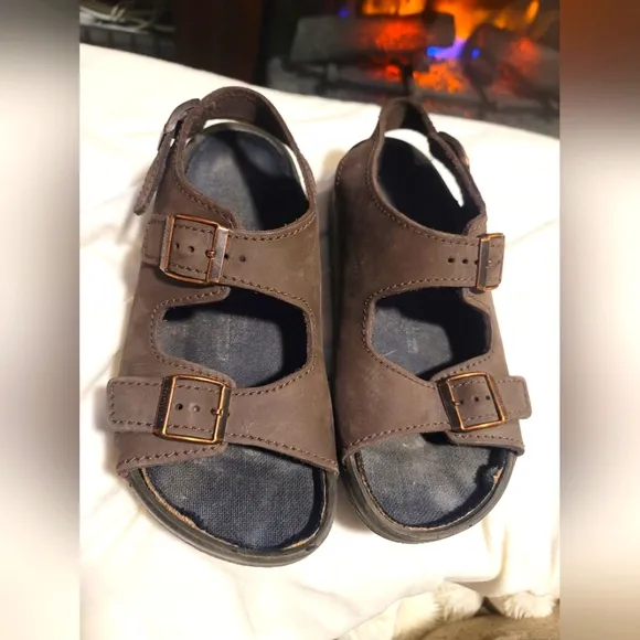 Birkenstock Tatami Brown Leather Slip On Sandals Size 7 Mens Removable Insole