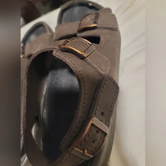Birkenstock Tatami Brown Leather Slip On Sandals Size 7 Mens Removable Insole