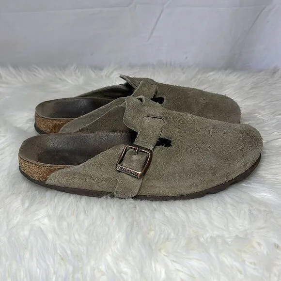 Birkenstock Tatami Oklahoma Tan Nubuck Slides Sz 39/US 8