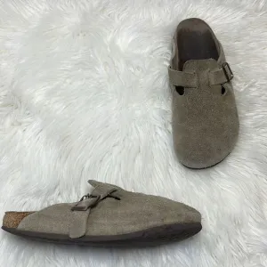 Birkenstock Tatami Oklahoma Tan Nubuck Slides Sz 39/US 8