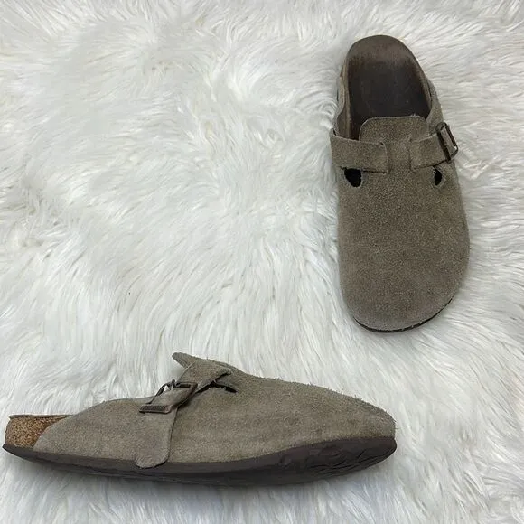 Birkenstock Tatami Oklahoma Tan Nubuck Slides Sz 39/US 8