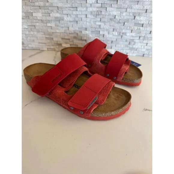 Birkenstock Uji Double Strap Slide Sandals Sienna Red EU 39 Women's US 8 Men 6