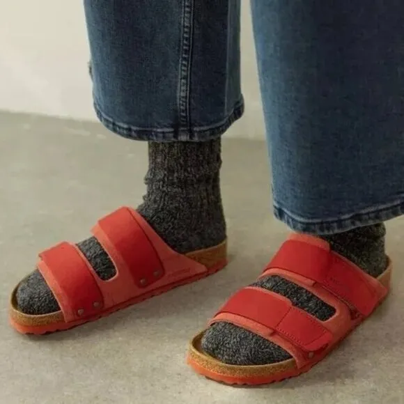 Birkenstock Uji Double Strap Slide Sandals Sienna Red EU 39 Women's US 8 Men 6