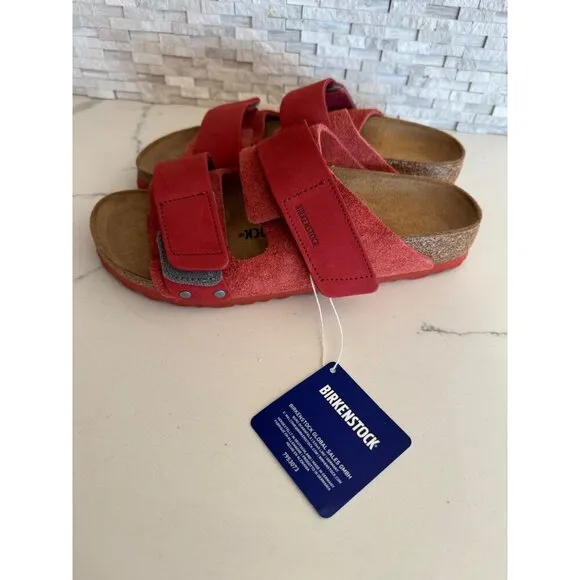Birkenstock Uji Double Strap Slide Sandals Sienna Red EU 39 Women's US 8 Men 6