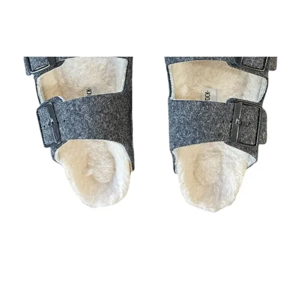 Birkenstock Unisex Arizona Wool Felt Sandal Doubleface Gray Size 37