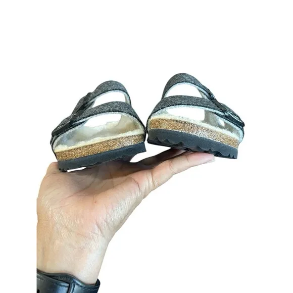 Birkenstock Unisex Arizona Wool Felt Sandal Doubleface Gray Size 37