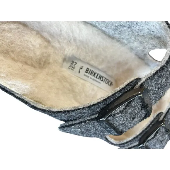 Birkenstock Unisex Arizona Wool Felt Sandal Doubleface Gray Size 37