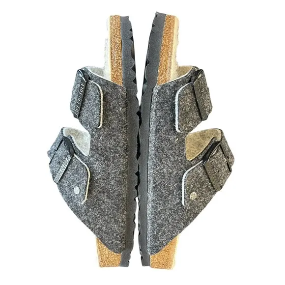 Birkenstock Unisex Arizona Wool Felt Sandal Doubleface Gray Size 37