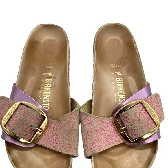 BIRKENSTOCK Women's 5 36 Madrid Big Buckle Slide Sandals Ceramic Pattern Rose