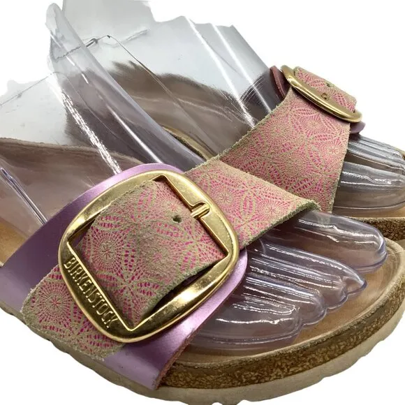 BIRKENSTOCK Women's 5 36 Madrid Big Buckle Slide Sandals Ceramic Pattern Rose