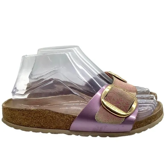 BIRKENSTOCK Women's 5 36 Madrid Big Buckle Slide Sandals Ceramic Pattern Rose