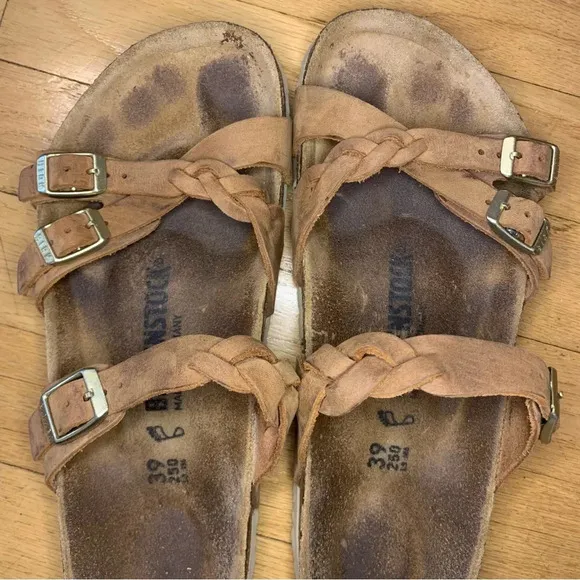 Birkenstock Women's Franca Slip On Braid Buckled Strappy Footbed Sandals -Size 8