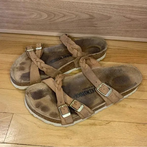 Birkenstock Women's Franca Slip On Braid Buckled Strappy Footbed Sandals -Size 8