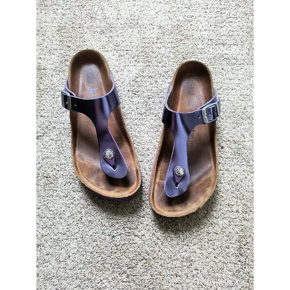 Birkenstock Womens Gizeh Cork Footbed Birko Flor T-Strap Sandals 36 (US 5-5.5)