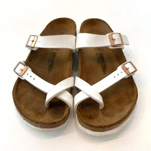 Birkenstock Women’s Mayari White Birko-Flor Slip On Sandals‎ EU 34 US Size 3