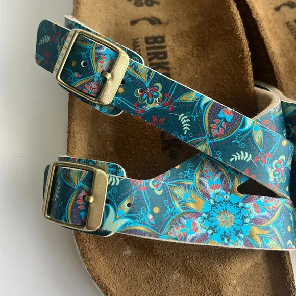 Birkenstock Yao Birko-Flor Boho Flowers Blue Floral Blue Sandals Size 36