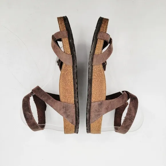 Birkenstock Yara Womens 9.5 Bohemian Brown Leather Ankle Wrap Minimalist Sandals