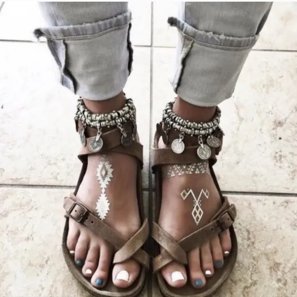Birkenstock Yara Womens 9.5 Bohemian Brown Leather Ankle Wrap Minimalist Sandals
