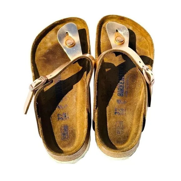 Birkenstock Womens Sandals Cork Footbed Buckle Slip On Metalic Pink Size 37 / US