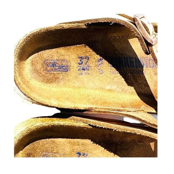 Birkenstock Womens Sandals Cork Footbed Buckle Slip On Metalic Pink Size 37 / US
