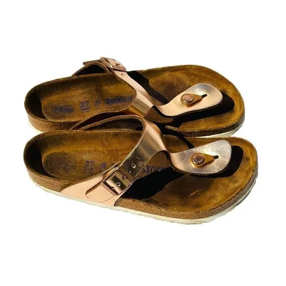Birkenstock Womens Sandals Cork Footbed Buckle Slip On Metalic Pink Size 37 / US
