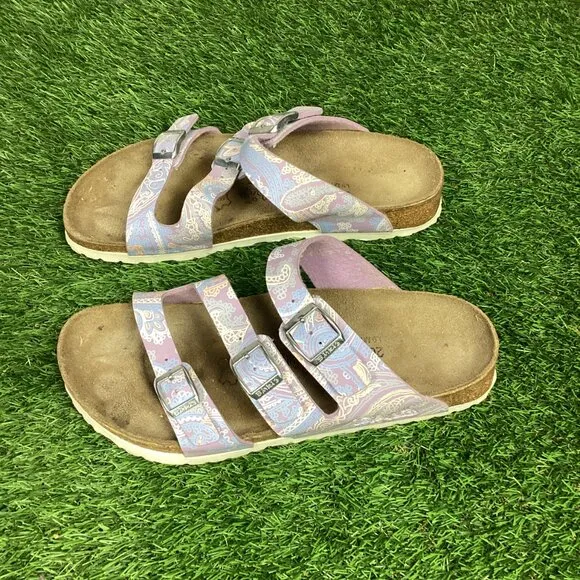 Birkis BIRKENSTOCK Pink Paisley 3 Buckle Sandals
