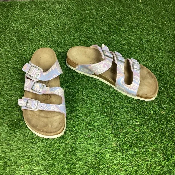 Birkis BIRKENSTOCK Pink Paisley 3 Buckle Sandals